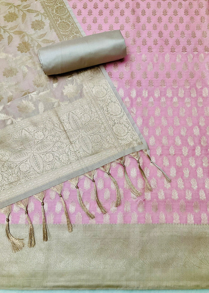 Woven Chanderi Silk Embroidered Unstiched Suit (46185)