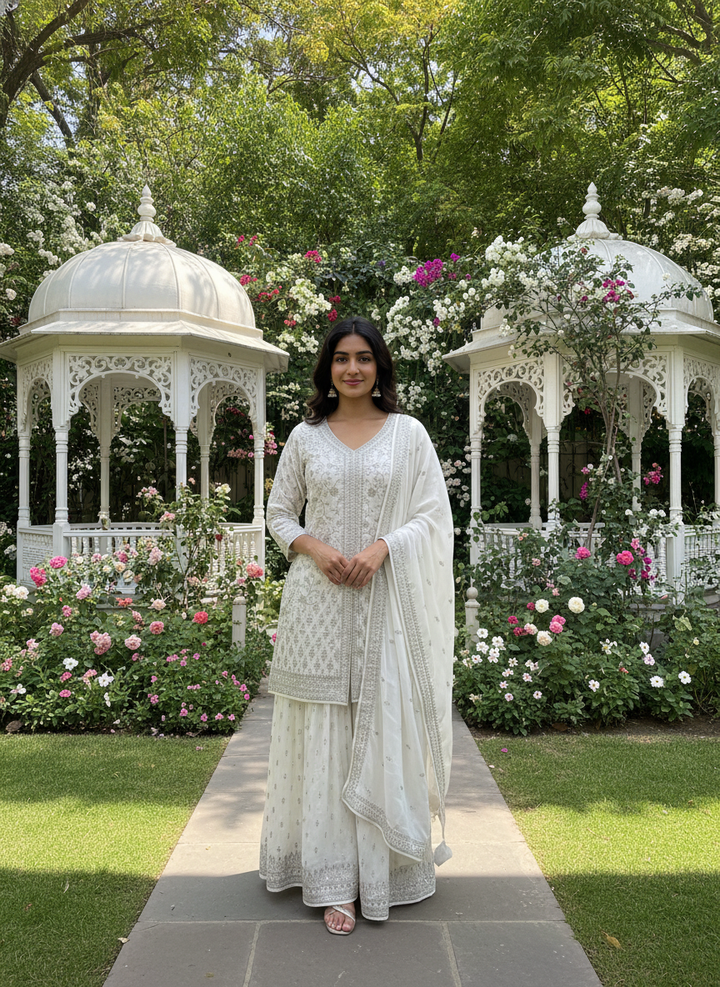 Moonlit Silk Palazzo with Zari Embroidery (53144)