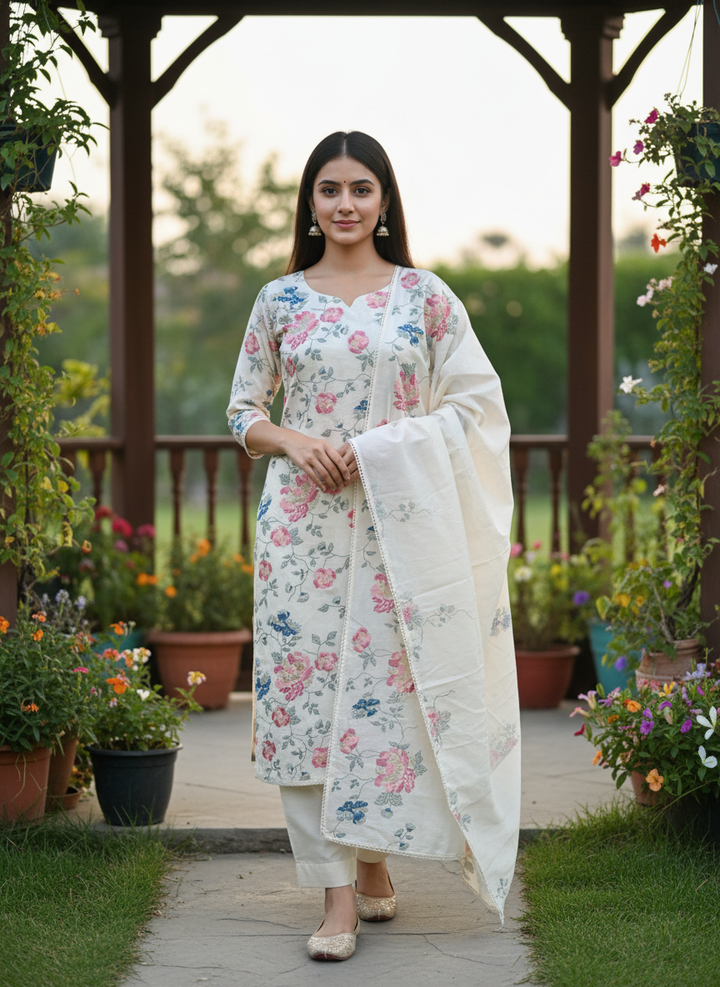Cream Chanderi with Luminous Zari Embroidery (54650)