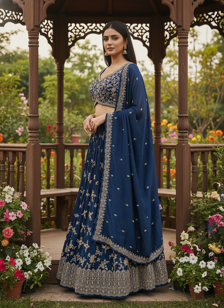 Peacock Blue Silk Zari Embroidered Blouse (54332)