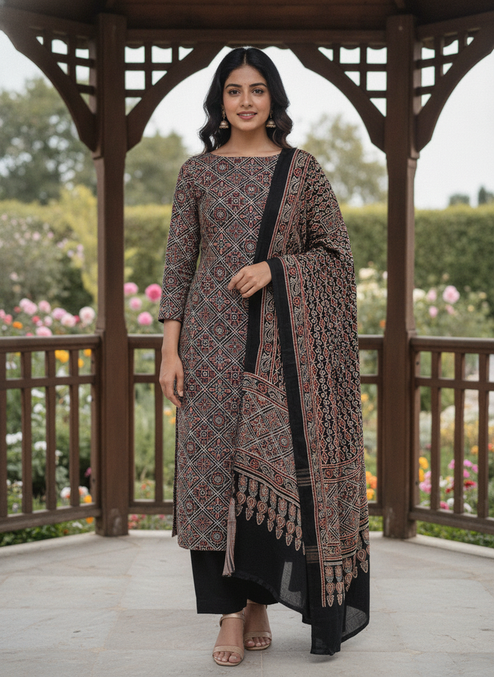 Embroidered Black Muslin Unstitched Fabric (57543)