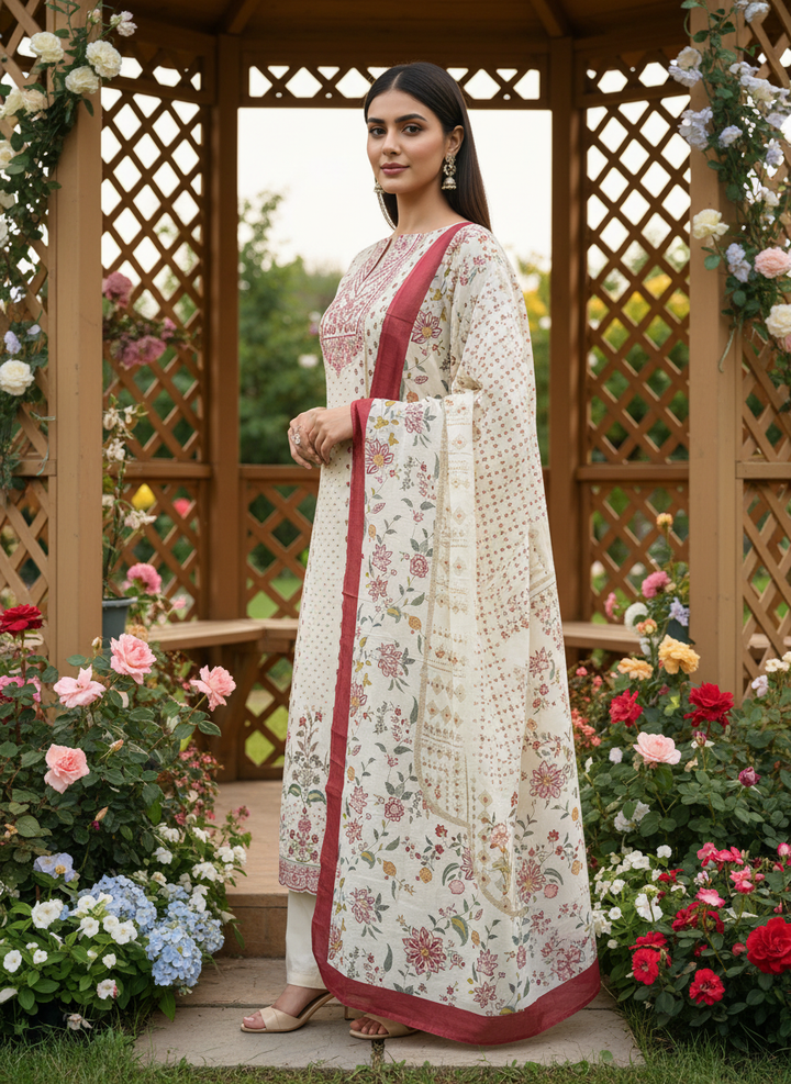 Cream Paisley Cotton Canvas for Effortless Elegance (48435)