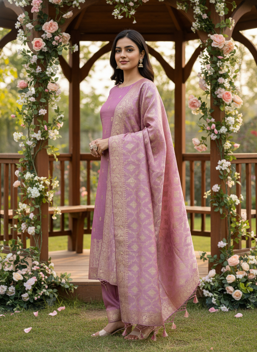 Pink Silk Woven Unstitched Everyday Elegance (49530)