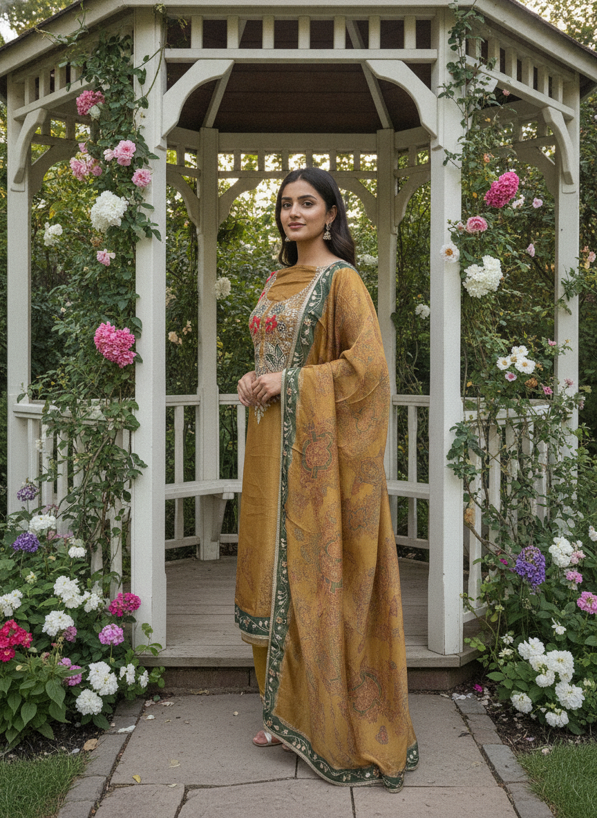 Embroidered Organza Unstitched Festive Ensemble (58809)