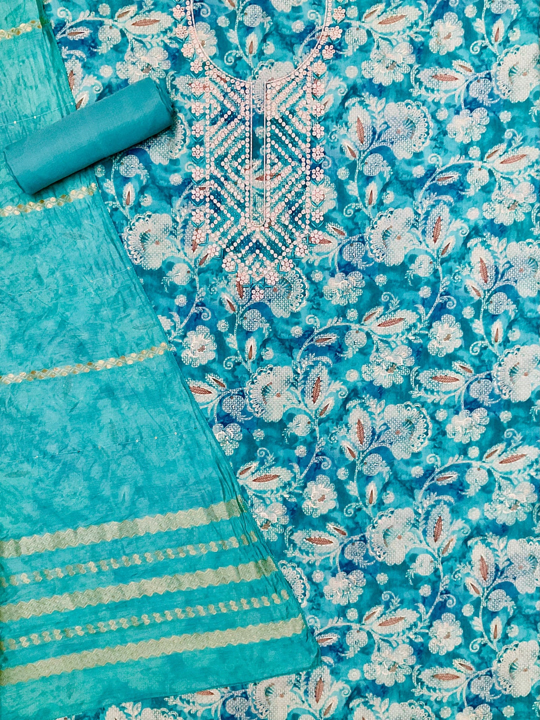 Muslin Embroidered Unstiched Suit (46936)