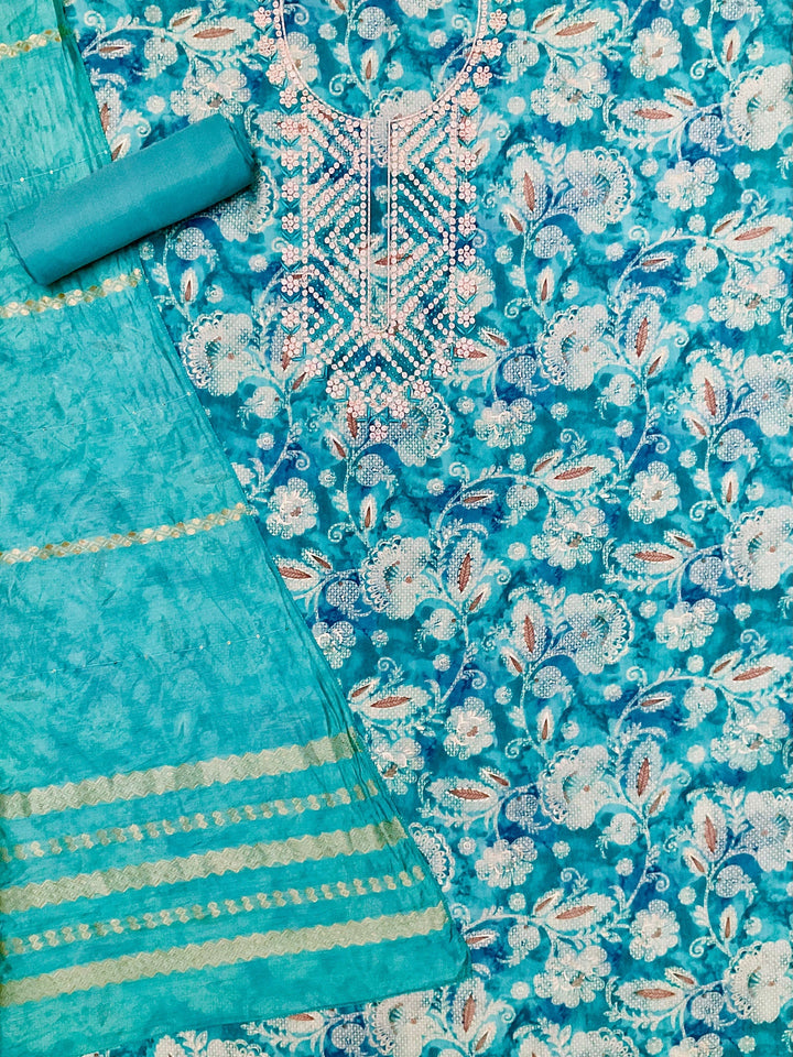 Muslin Embroidered Unstiched Suit (46936)