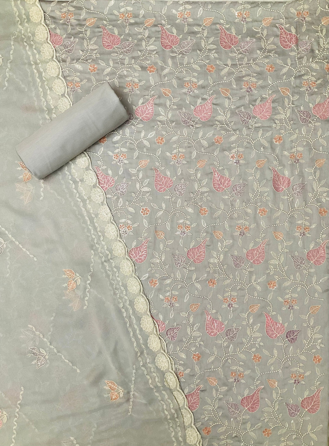 Cotton Unstitched Salwar Suit with Cotton Embroidered Duppatta (45348)