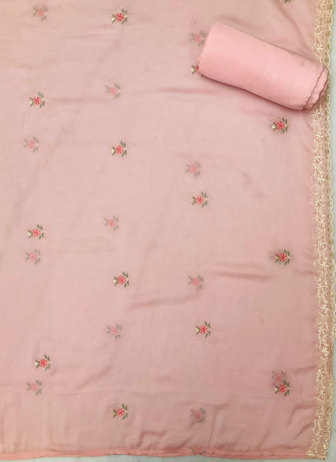 Chanderi Embroidered Unstiched Suit (45550)