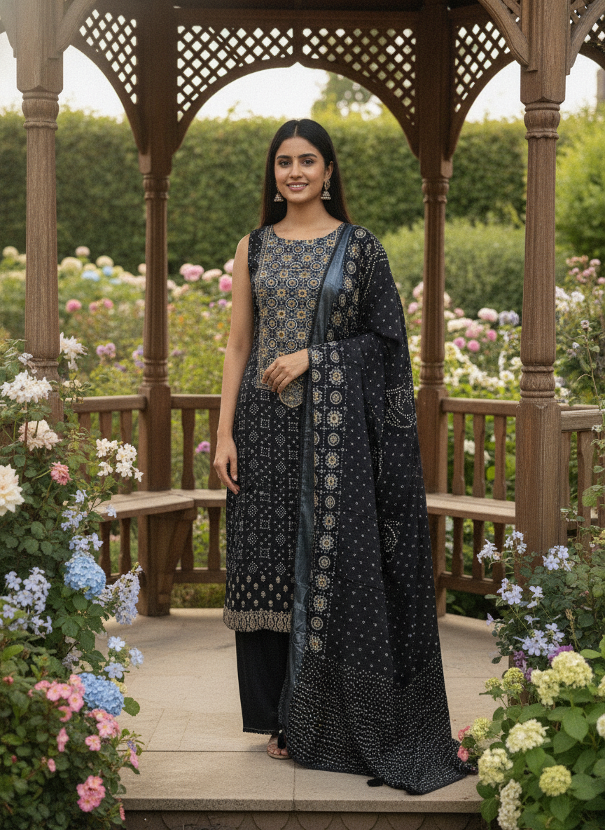 Embroidered Black Muslin Unstitched Elegance (56228)