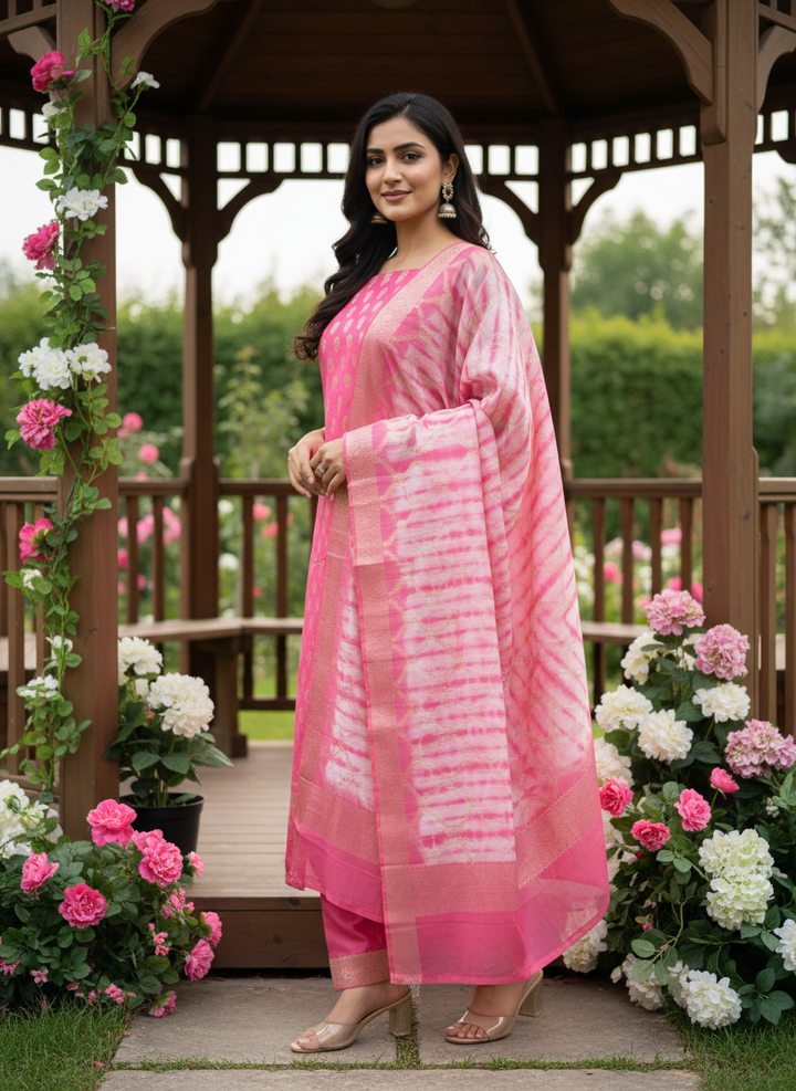 Dawn Pink Chanderi with Handloom Grace (52042)