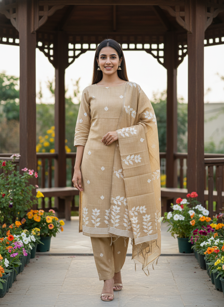 Beige Chanderi Elegance for Timeless Grace (47589)