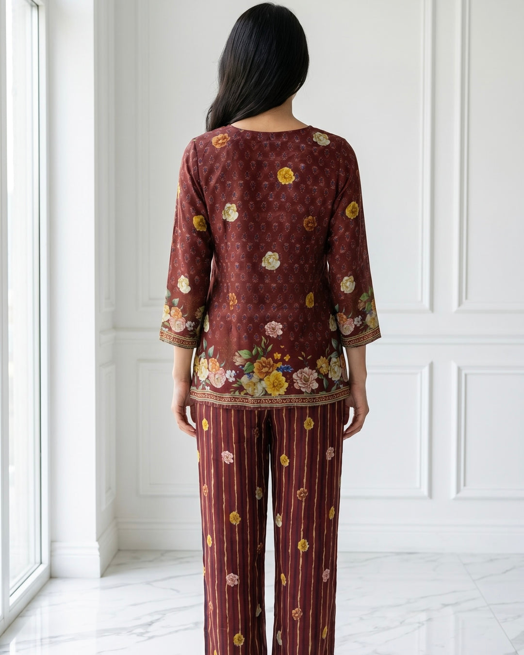 Maroon Crepe Embroidered Dupatta with Heritage Elegance (56041)