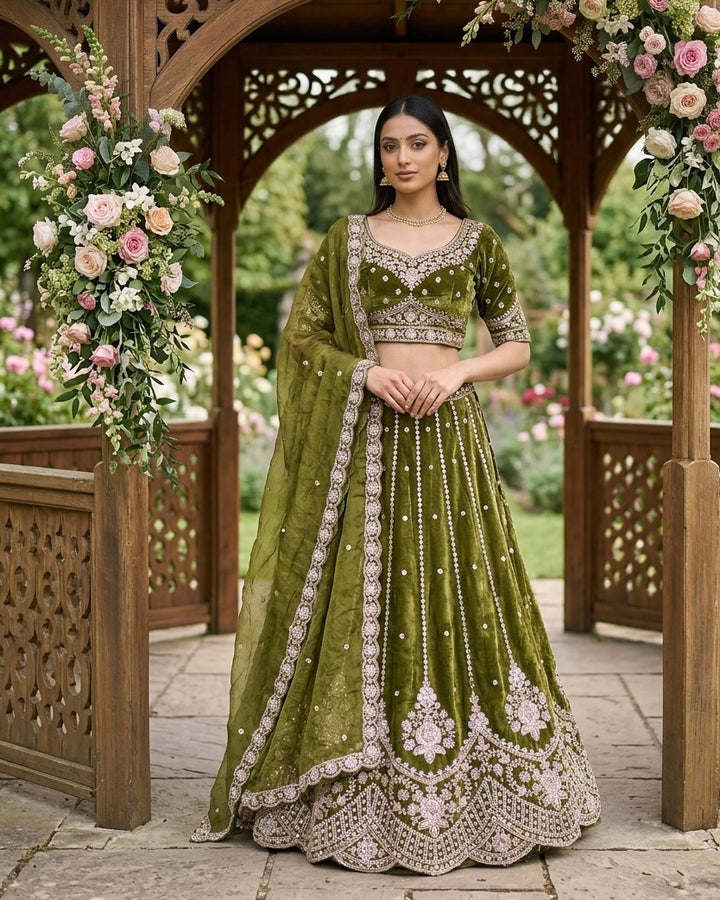 Emerald Organza Embroidered Heritage Dupatta (54509)