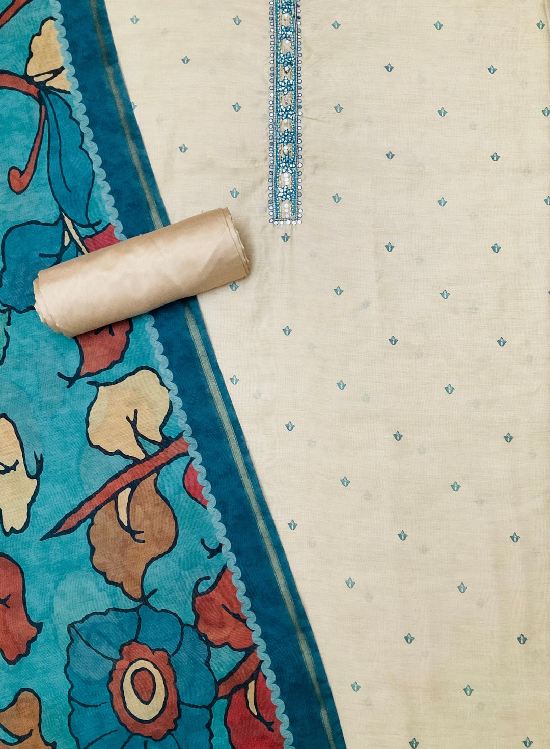 Chanderi Embroidered Unstitched Suit (45327)