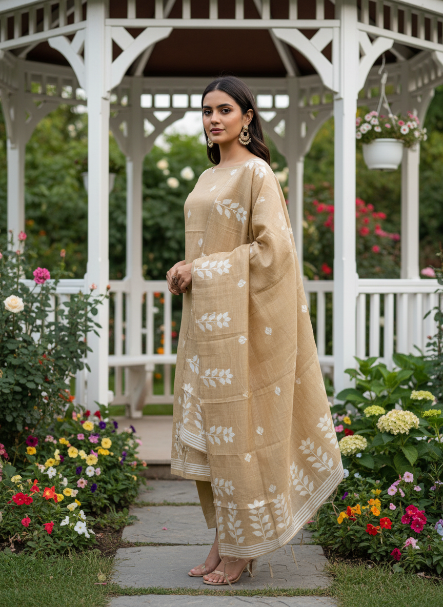 Beige Chanderi Elegance for Timeless Grace (47589)