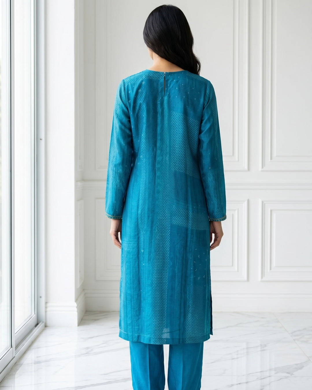 Embroidered Blue Cotton Festive Elegance (48845)