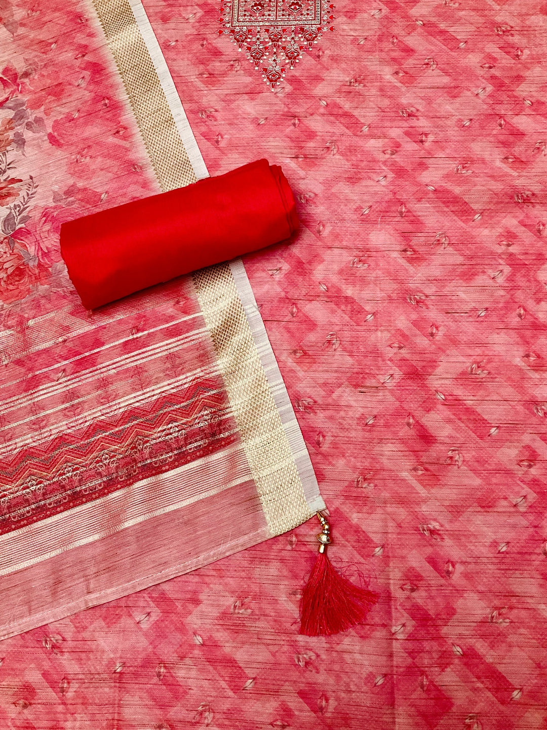 Chanderi Embroidered Unstitched Suit (45331)