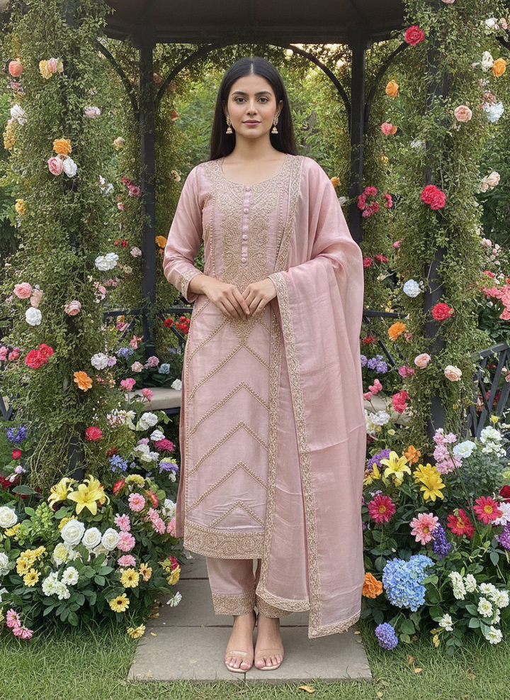 Embroidered Organza Festive Dress Material (59620)