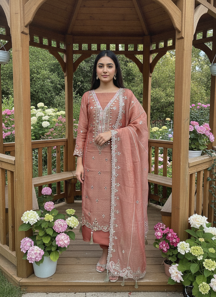 Embroidered Organza Festive Unstitched Ensemble (59453)