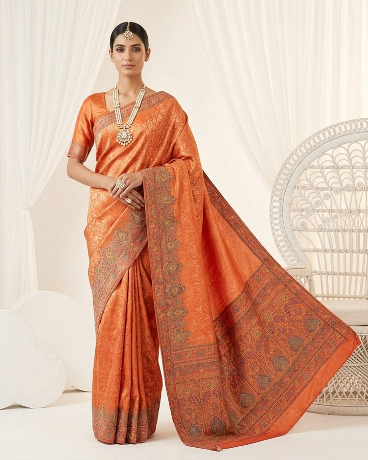 Heritage Silk Saree in Radiant Orange (55128)