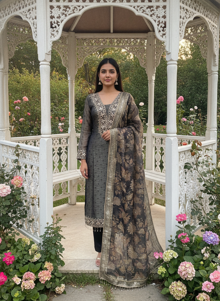 Embroidered Organza Festive Dupatta in Assorted Hues (49155)