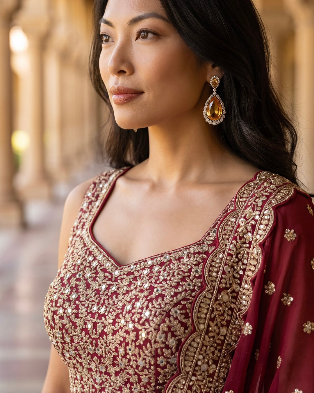Ameera – Wine Purple Georgette Embroidered Lehenga with Net Dupatta | Fazals (47257)