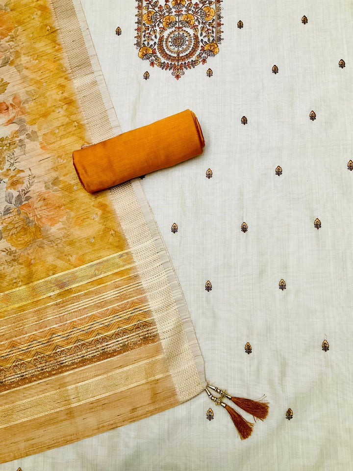 Chanderi Embroidered Unstitched Suit (45333)