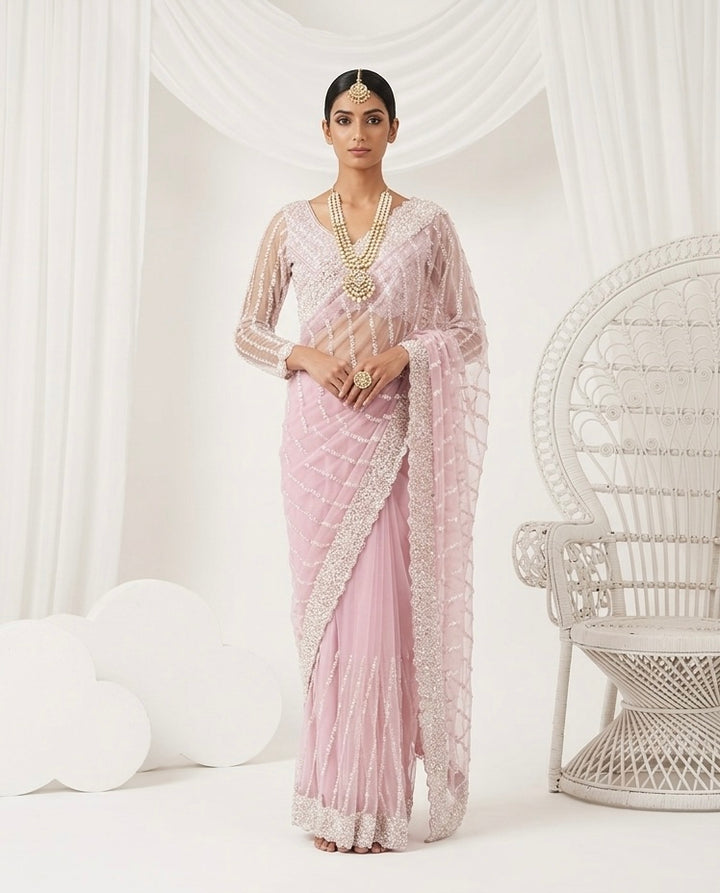 Cream Net Embroidered Dupatta Elegance (54599)