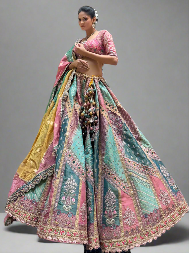 Threadwork Tissue Banarasi Lehenga