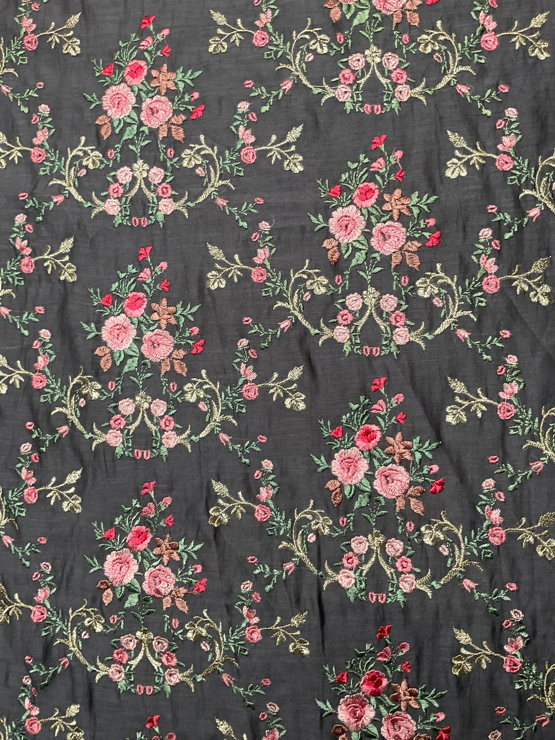 Mull Chanderi Embroidered Fabric