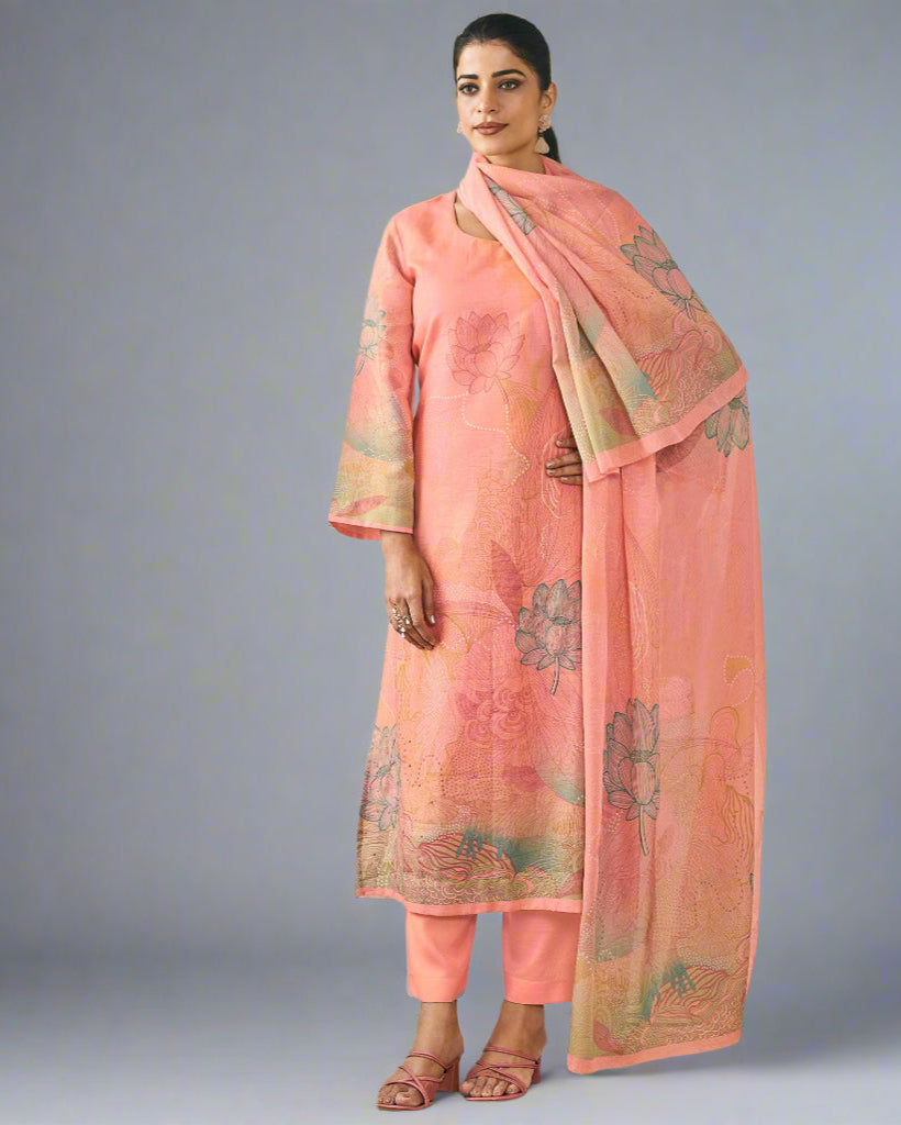 Coral Pink Muslin Suit 