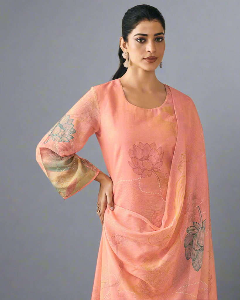 Coral Pink Muslin Suit 