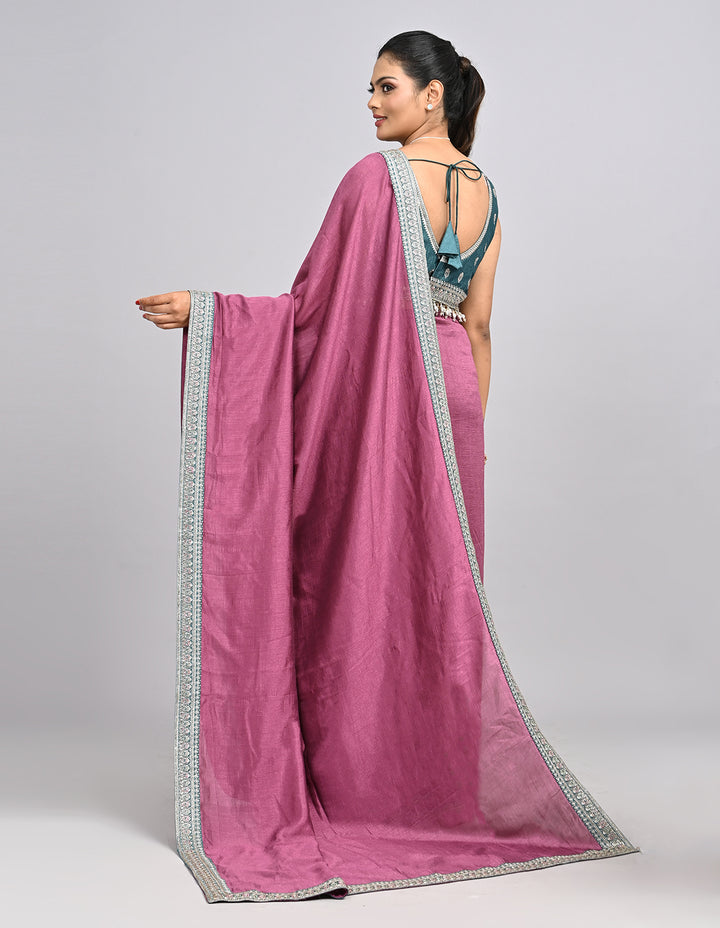 Lavina – Lavender Silk Saree with Zari Border & Self-Coloured Blouse | Fazals
