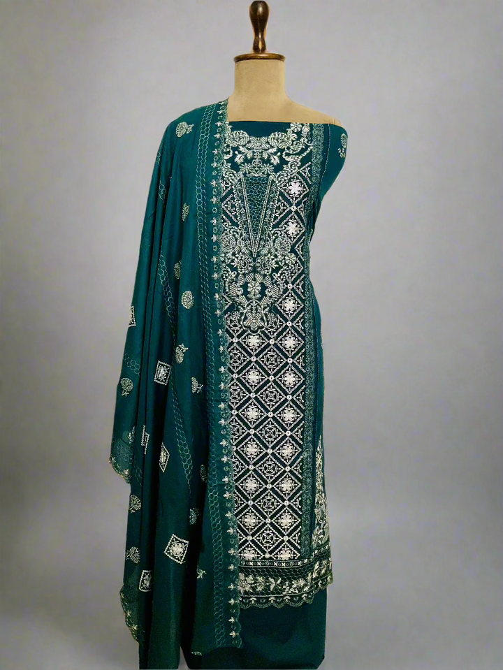 Cotton Embroidered Unstitched Suit