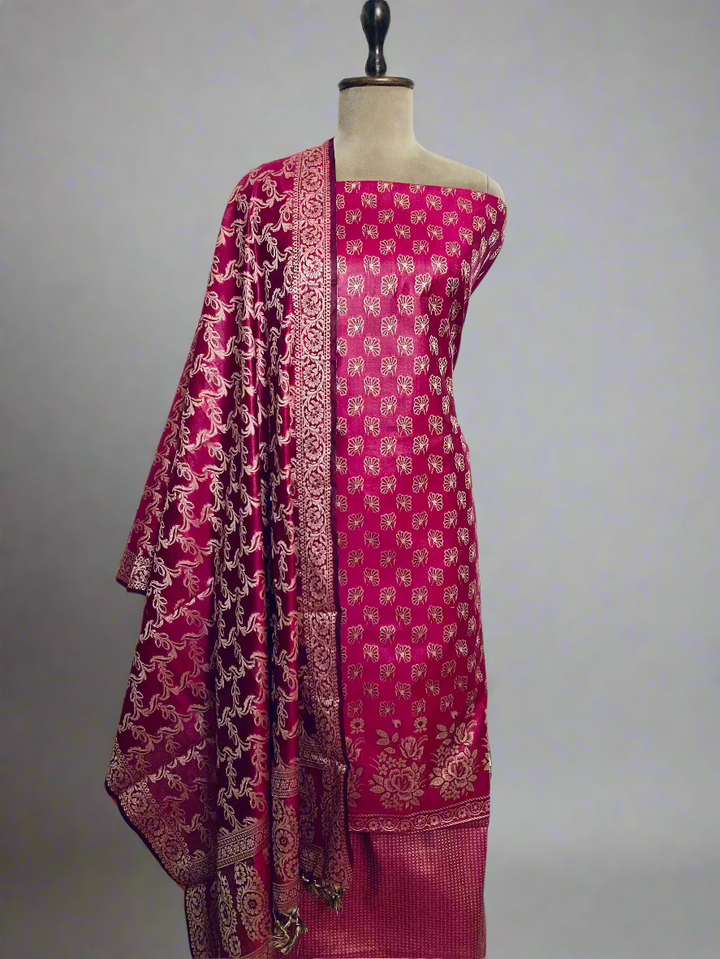Banarasi Woven Chanderi Silk Unstitched Salwar Suit