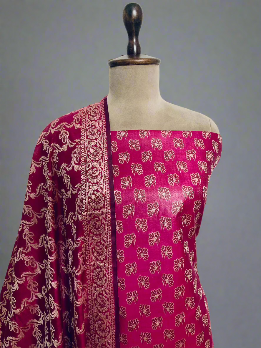 Banarasi Woven Chanderi Silk Unstitched Salwar Suit
