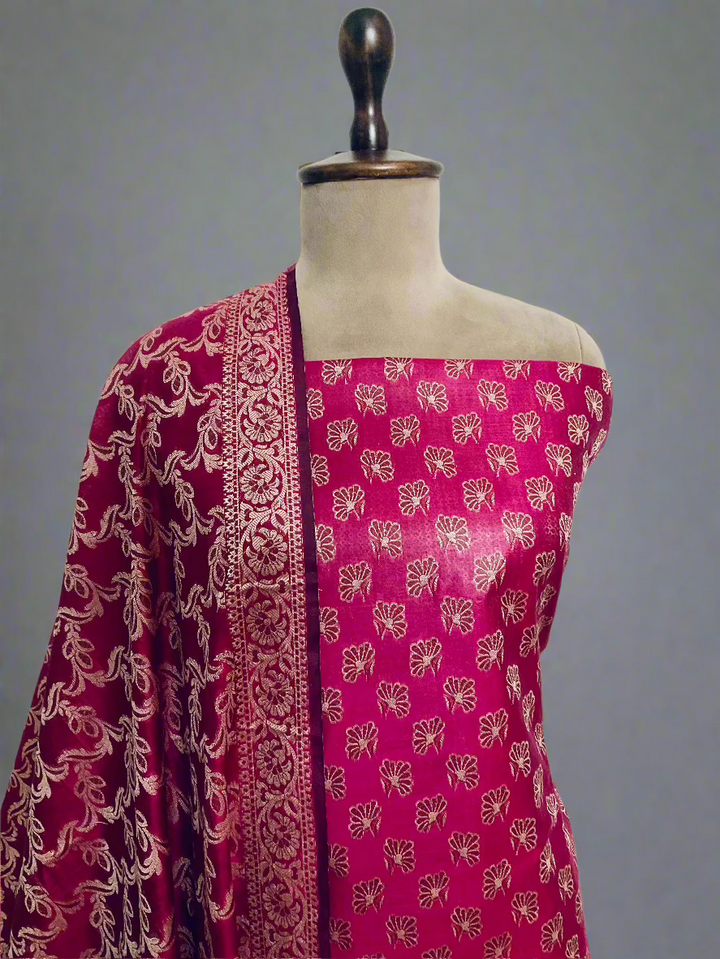 Banarasi Woven Chanderi Silk Unstitched Salwar Suit