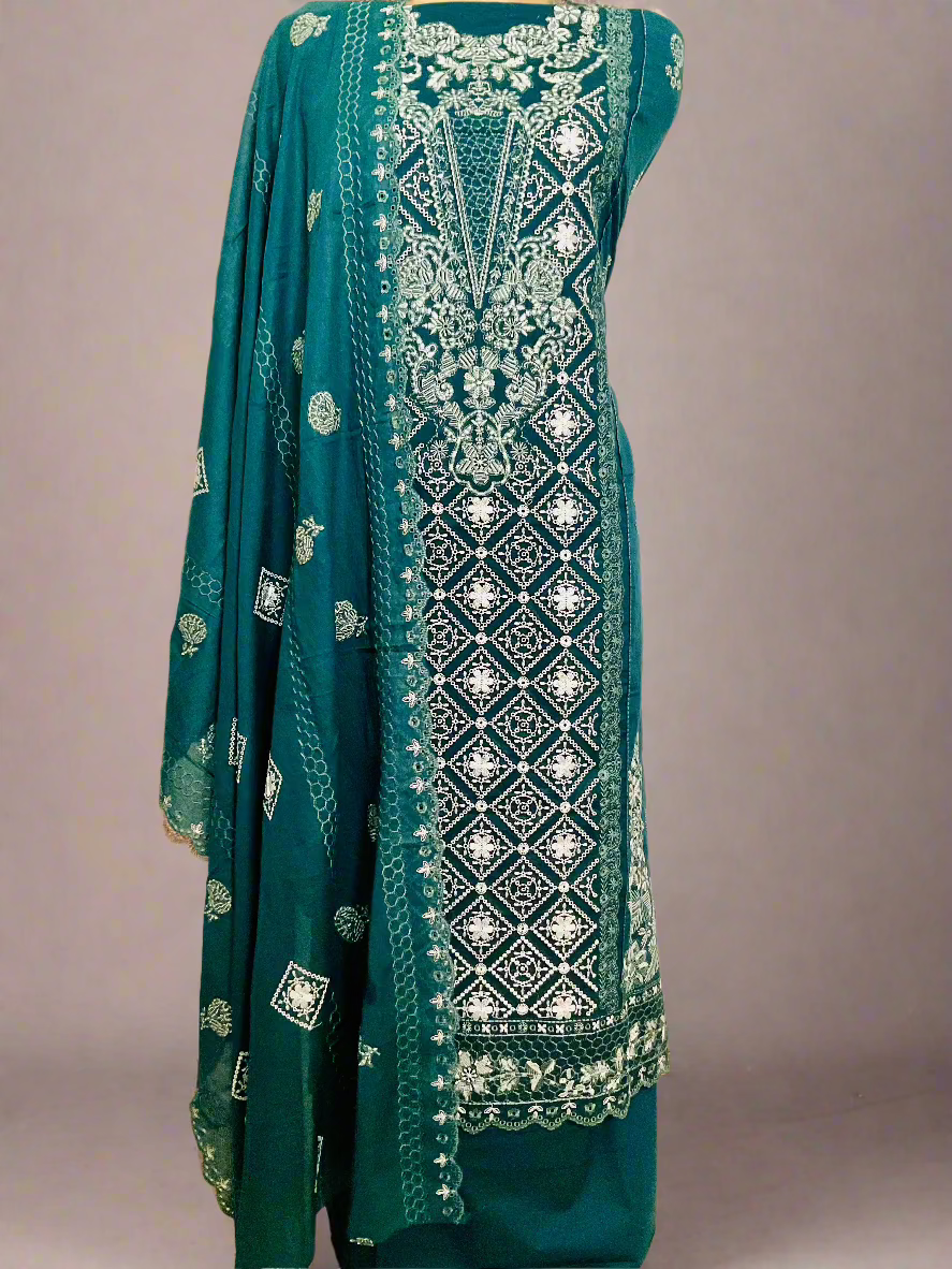 Cotton Embroidered Unstitched Suit