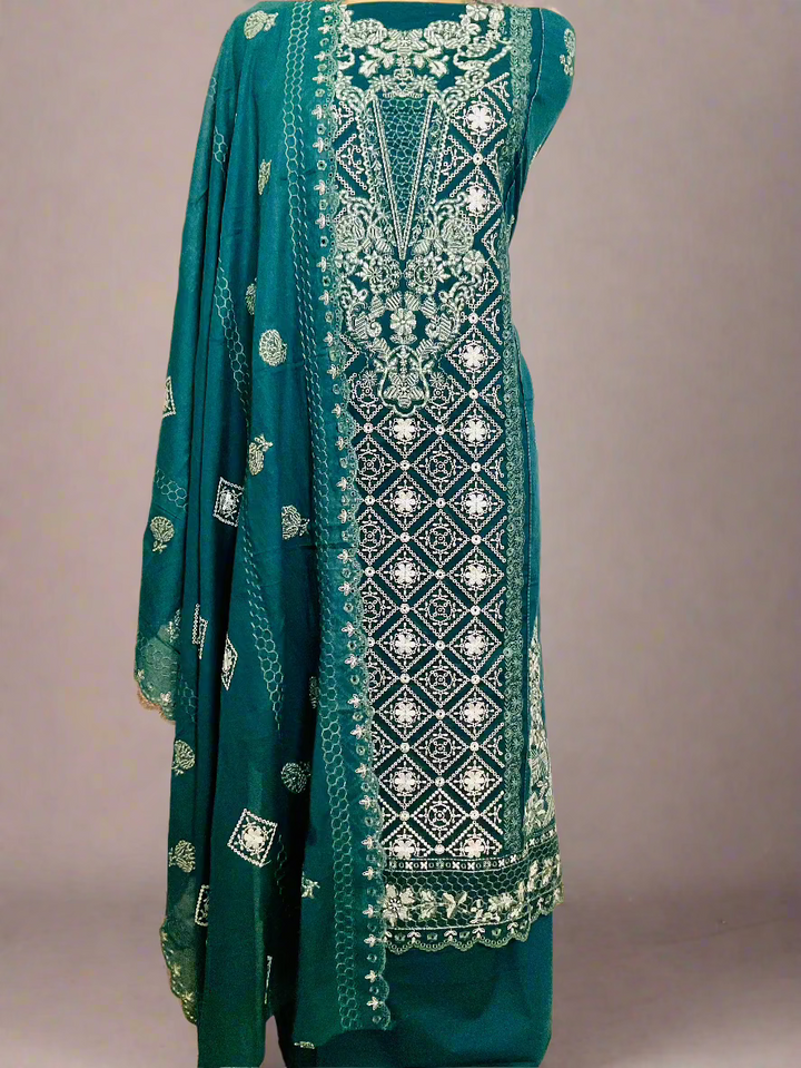 Cotton Embroidered Unstitched Suit