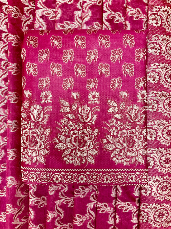 Banarasi Woven Chanderi Silk Unstitched Salwar Suit