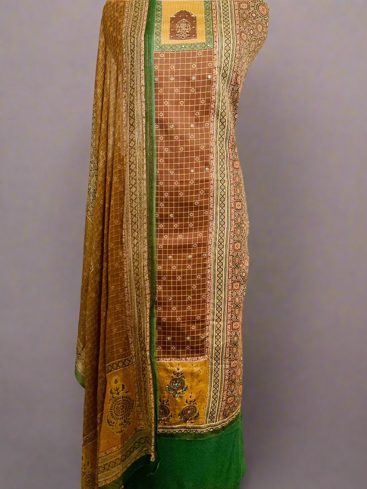 Printed Cotton Embroidered Unstitched Salwar Suit