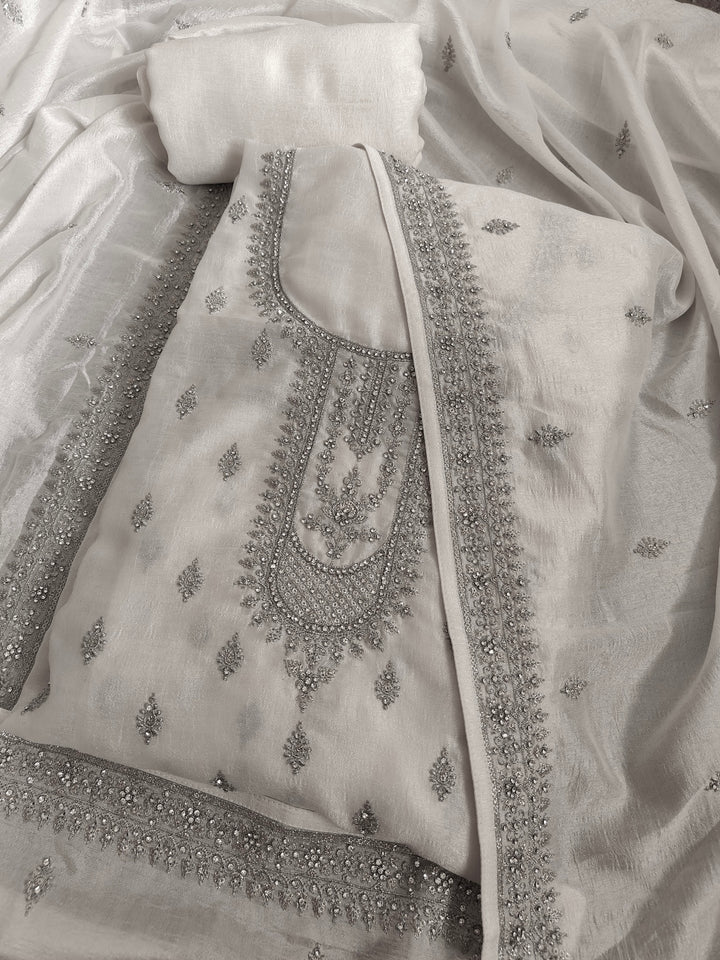 Silk Embroidered Unstitched Salwar Suit