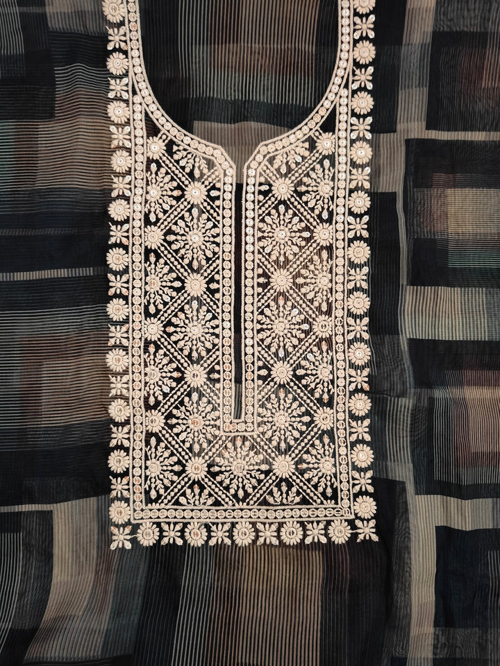 Organza Embroidered Unstitched Salwar Suit