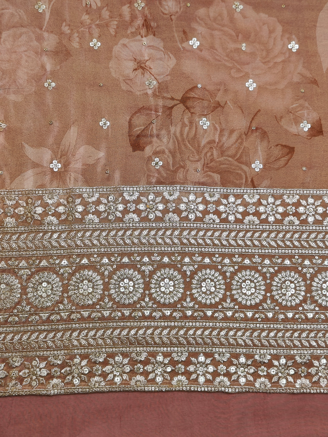 Shimmer Silk Peach Unstitched Salwar Suit