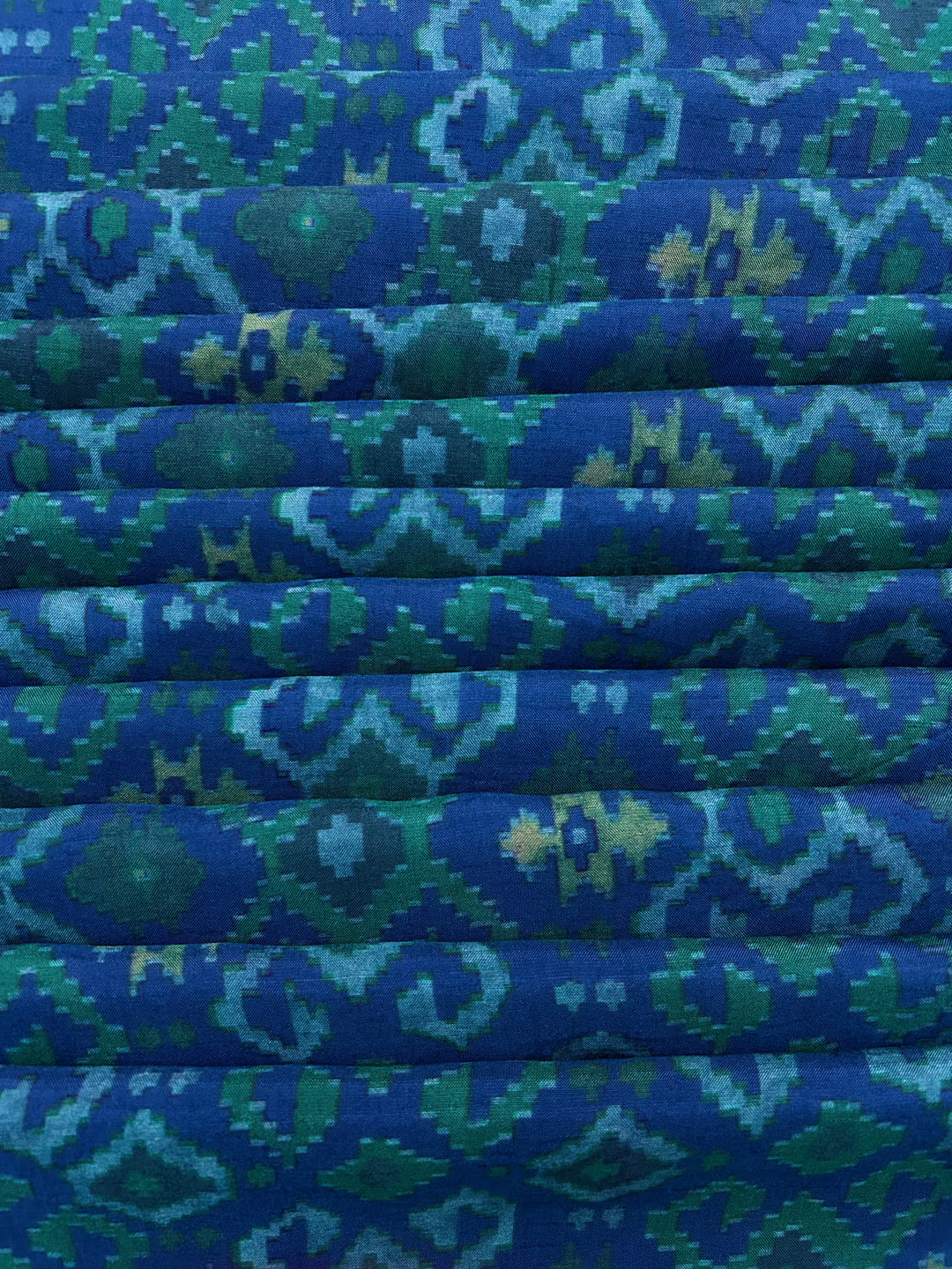 Blue Cotton SIlk Printed Fabric