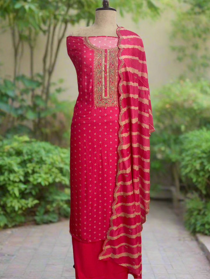 Printed Silk Unstitched Salwar Suit