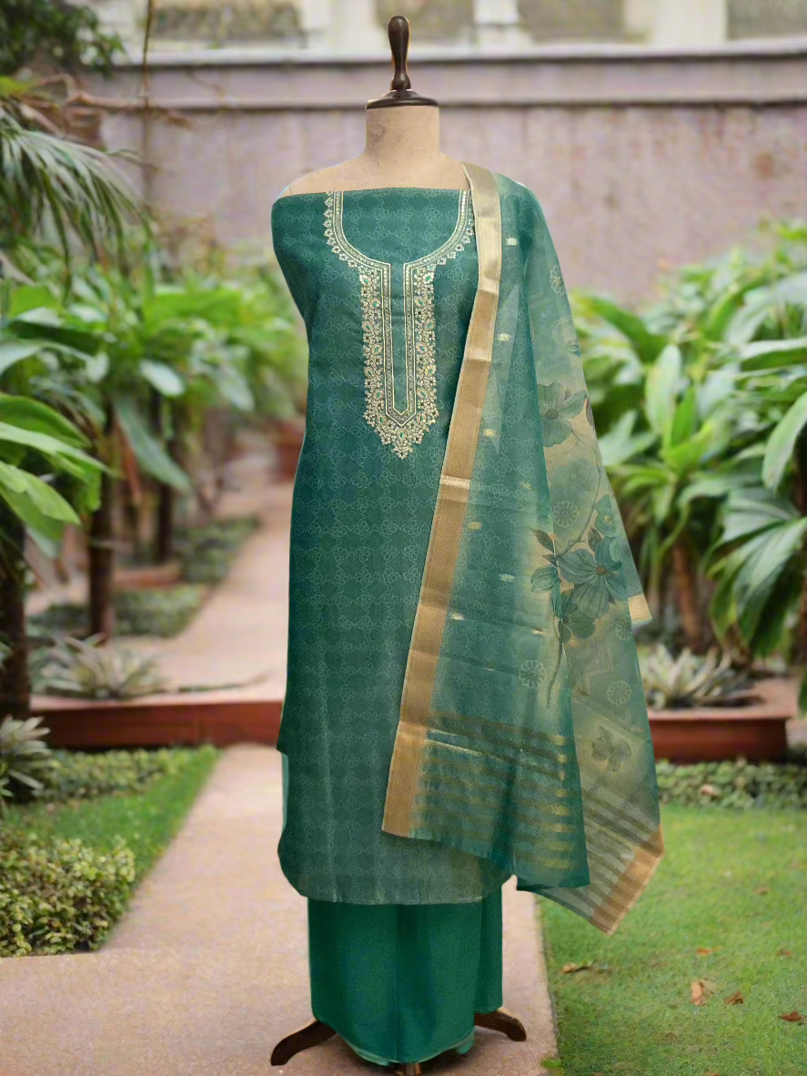 Chanderi Emboidered Unstitched Salwar Suit