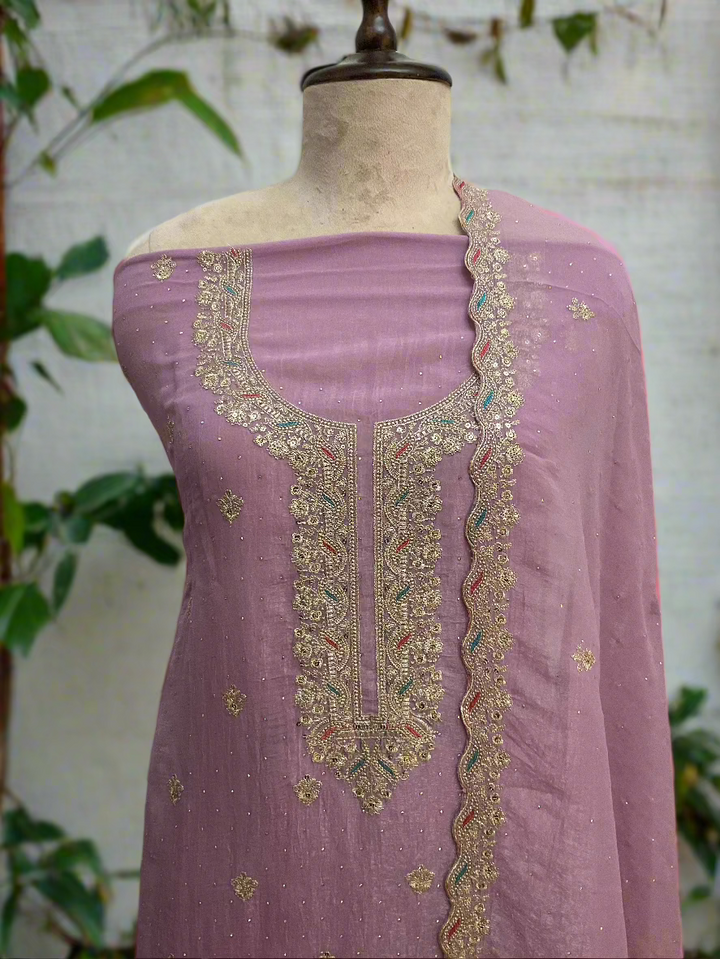 Organza Emboidered Unstitched Salwar Suit