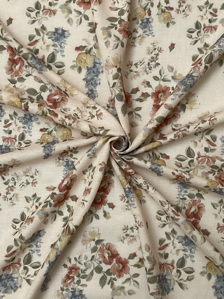 Printed Floral Linen Cotton Fabric