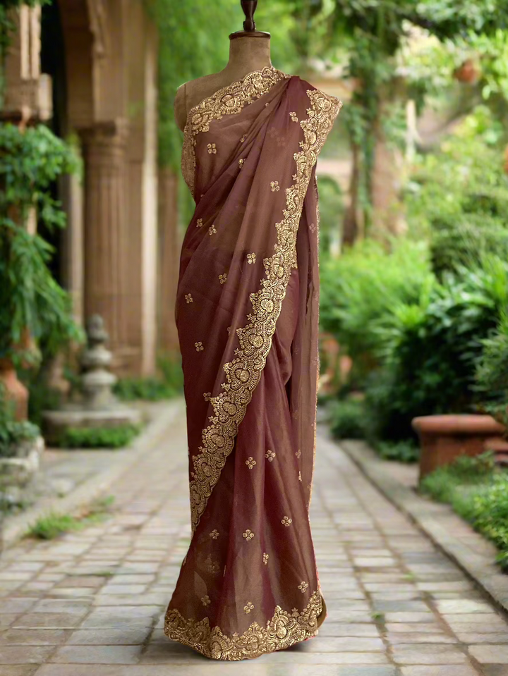 Chiffon Hand Work Embroidered Saree